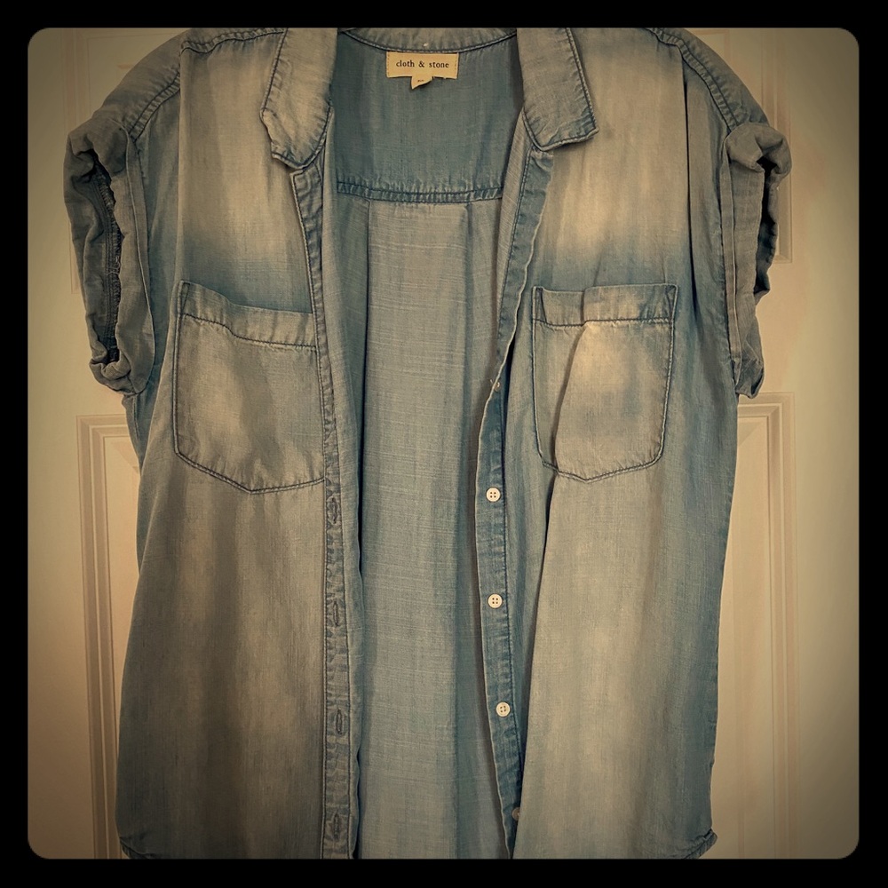 Denim Short Sleeve Top